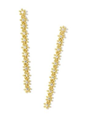 Kendra Scott Nydia Linear Earrings White Crystal Gold
